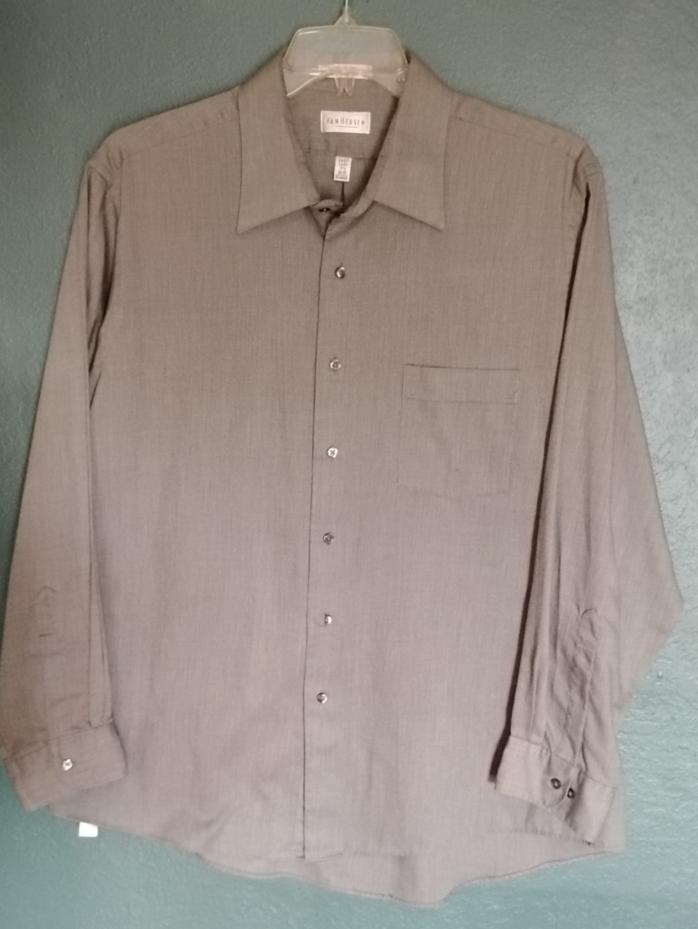 Van Heusen Men's Long-Sleeve Dress Shirt in Taupe
